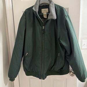 Vintage LL Bean Fleece Lined  Jacket Men XXL  Green  Full Zip Thinsulate 2XL